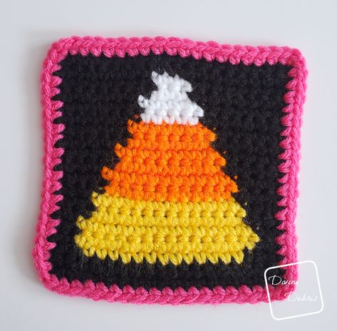 Candy Corn and Jack O'Lantern Halloween Squares Free Patterns Corn Crochet Pattern Free, Candy Corn Crochet Pattern, Candy Corn Crochet, Corn Crochet, Crochet Graphs, Halloween Bags, Lion Brand Yarn, Hang Loose, Yarn Art