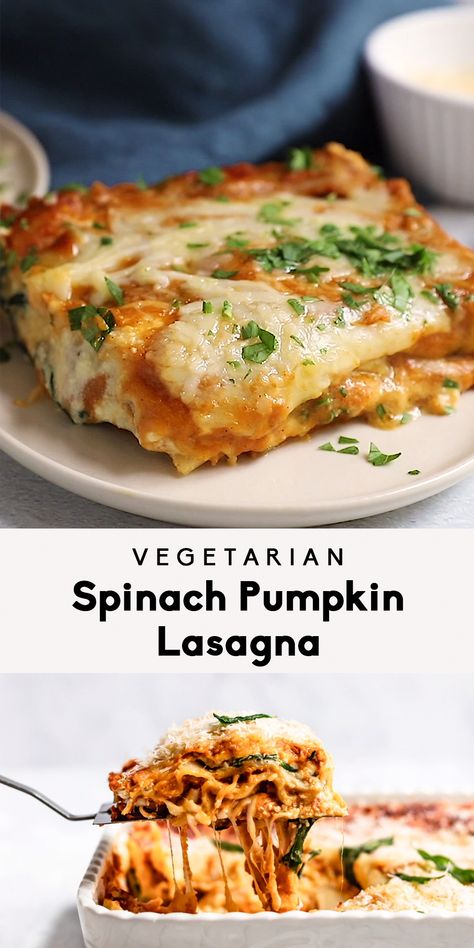 Dinner Lasagna, Lasagna Vegetarian, Pumpkin Lasagna, Plat Vegan, Pasta Vegetariana, God Mat, Think Food, Healthy Pumpkin, Lasagna Recipe