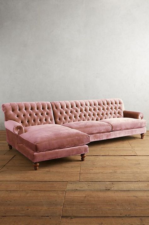 Pink Velvet Couch, Sectional Living Room, Pink Velvet Sofa, Cheap Couch, Mauve Velvet, Interior Boho, Velvet Furniture, Style Salon, Velvet Sectional