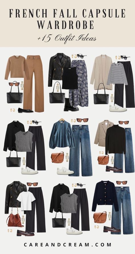 French Outfit Style Classy Chic, French Girl Autumn Style, 2025 Capsule Wardrobe, 30s Wardrobe Essentials, Classic Capsule Wardrobe French Style, Capsule Wardrobe Autumn Winter, Easy Chic Style, Elegant Casual Wear, French Fall Capsule Wardrobe 2024