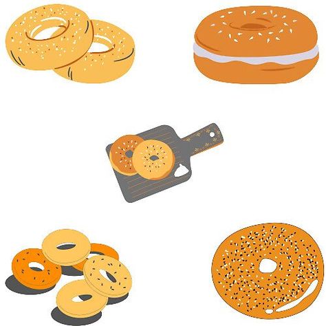 Bagel Illustration, Bagel Art, Zine Ideas, January Art, Shop Drawing, Bagel Shop, Winter Inspired, Art Stickers, Bagels