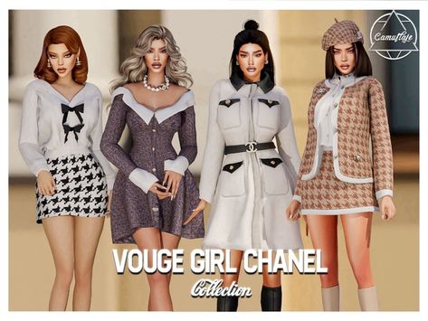 VOUGE GIRL Chanel Collection (8 items) - Beret + 2 Pairs of Earrings + Pearl Necklace + ALL IN ONE | Patreon The Sims 4 Custom Content, Sims 4 Cheats, Maxis Match Cc, Cc Folder, Bratz Inspired Outfits, Chanel Outfit, Sims 4 Cc Packs, Chanel Collection, Sims 4 Mods Clothes