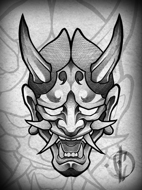 Hayanna Mask Tattoo, Hannya Hand Tattoo, Oni Mask Tattoo Design Ideas Simple, Hanya Mask Tattoo Design Black And Grey, Hanya Mask Drawing, Hanna Mask Tattoo, Traditional Oni Mask Tattoo Design, Hannya Mask Drawing, Hannya Mask Art