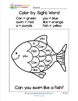 Color by Sight Word - Can You Swim Like a Fish? Rainbow Fish Worksheets Free Printable, Rainbow Fish Worksheet, Rainbow Fish Activities, Nemo Movie, Word Coloring Pages, Color By Sight Word, Second Grade Sight Words, Luxury Photos, Vocabulary Strategies