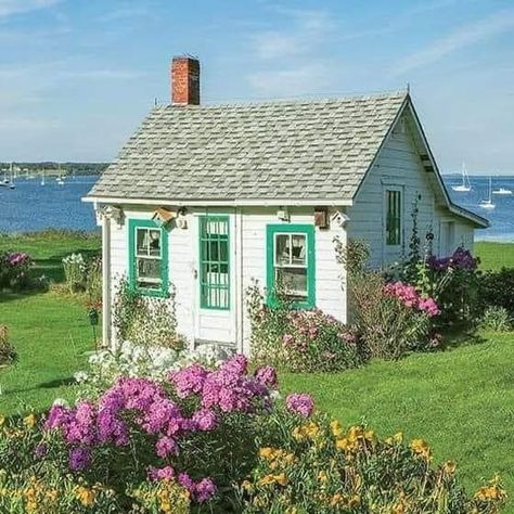 Quaint Seaside Cottage Seaside Cottage Exterior, Cottage Exterior Ideas, The Quiet Place, Cottage Witch Aesthetic, Nantucket Aesthetic, Cottage Forest, Fairy Tale Cottage, Aesthetic Cottage, Aesthetic Fairy