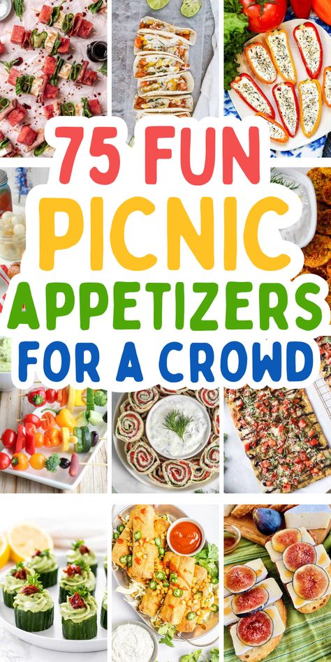 Picnic finger food ideas Easy Cook Out Appetizer, Camping Appetizers Appetizer Ideas, Appetizer Recipes Picnic, Appetizers That Can Sit Out, Snack Themes Ideas, Picnic Food Vegetarian, Picnic Snacks Finger Foods, Summer Bbq Appetizers Easy, Picnic Meals For A Crowd