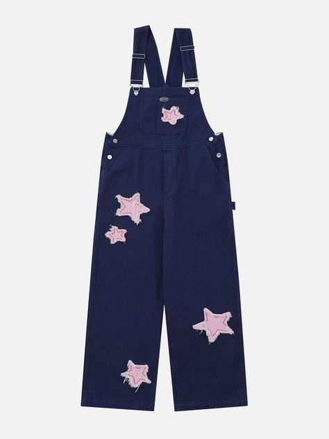 Unique Overalls, Star Overalls, Embroidered Overalls, Knitted Maxi Dress, Underground Clothing, Asian Streetwear, Street Wear Urban, Urban Chic, Y2k Streetwear