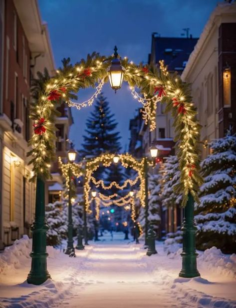 20 Magical Christmas Decoration Ideas for Street Light Poles Main Street Christmas Decorations, City Christmas Decorations, Street Christmas Decorations, Christmas Light Post, Christmas Neighborhood, Christmas Street Decor Ideas, Christmas Street Lights, Christmas Street Light Decorations, Christmas Street