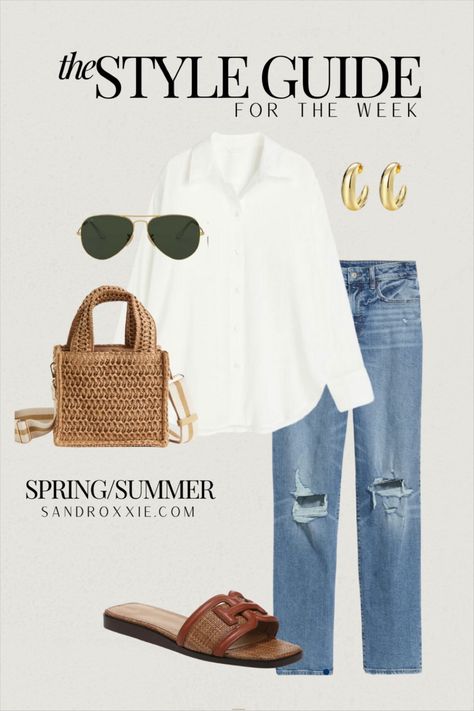 Spring Outfits With Jeans 2023, Casual Transitional Outfits, Easter Lunch Outfit, Minimalist Beach Vacation Outfits, Easter Lunch Outfits For Women, Vacation Midsize Outfits, Spring Getaway Outfits, Work Lunch Outfit Summer, Lunch Date Outfit Casual Classy Summer