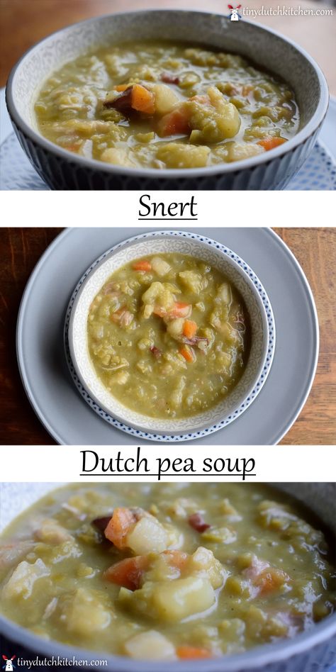 Dutch pea soup or snert, is a quintessential winter soup. Don't think to use this soups as a starter. It's a meal in itself and a substantial one at that. #snert #peasoup #dutch #winter #recipe Dutch Pea Soup, Dutch Soup Recipes, Dutch Pea Soup Recipe, 9 Bean Soup Recipe, Dutch Traditions, Gather Round Homeschool, Lighter Recipes, Dutch Cuisine, Meaty Meals