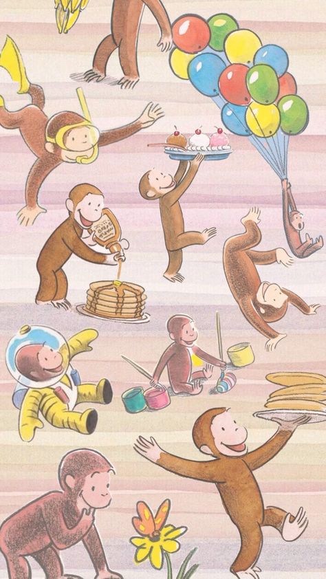 Curious George!#wallpaper #collage #curiousgeorge #childhood #nostalgia #aesthetic #pastel #summerwallpaper Curious George Wallpaper, Nostalgia Aesthetic Wallpaper, Childhood Nostalgia Aesthetic, Phone Wallpaper Pastel, Monkey Wallpaper, Nostalgia Aesthetic, Monkey Pictures, Magazine Collage, Wallpaper Collage