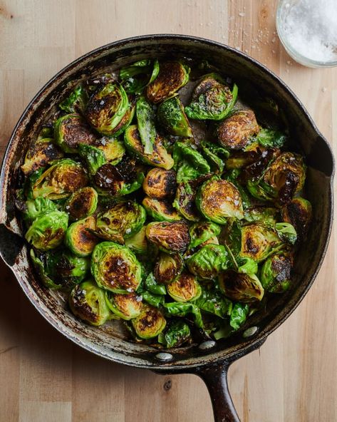 The Best, Easiest Sautéed Brussels Sprouts | Kitchn Pork Roast Side Dishes, Roast Side Dishes, Meatloaf Sides, Brussels Spouts, Sautéed Brussels Sprouts, Roasted Side Dishes, Cheesy Mashed Potatoes, Creamy Mac And Cheese, Sprout Recipes