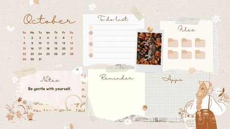 Beige Brown Cozy Aesthetic Collage October 2023 Calendar Organizer Desktop Wallpaper / aesthetic, october, calendar, motivational, wallpaper, scrapbook, autumn, desktop, organizer, cottagecore / #canva #canvatemplate #freetemplate #canvapro October 2023 Desktop Wallpaper, Brown Cozy Aesthetic, October 2023 Calendar, Aesthetic October, Calendar Organizer, Minimalist Desktop Wallpaper, November Calendar, October Calendar, Laptop Wallpaper Desktop Wallpapers