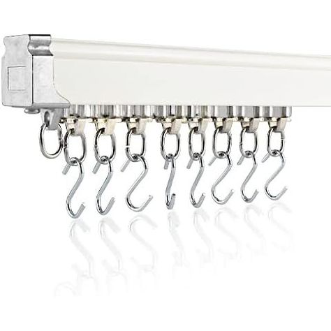 Kirsch 94004 Hand Draw Ceiling Mount Curtain Track Set (9' in 2 Sections-White) | Amazon (US) Bedroom Drop Ceiling, Curtains Ceiling, Ceiling Mounted Curtain Track, Ceiling Mounted Curtains, Curtain Track System, Ceiling Curtain Track, Curtain Room Divider, Sliding Curtains, Ceiling Curtains