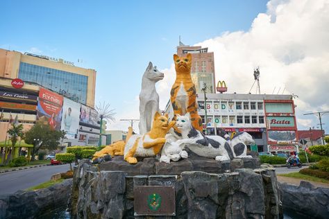 Kuching Malaysia, Cat City, Kuching, Lots Of Cats, Cat Statue, Visual Communication, Four Legged, Brunei, Laos