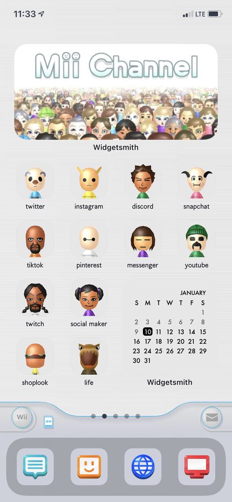 Wii Widgetsmith, Wii Homescreen Icons, Wii Characters Aesthetic, Wii Homescreen Wallpaper, Pixel Iphone Layout, Wii Iphone Homescreen, Wii Phone Layout, Cute Mii Characters Ideas, Wii Mii Characters Aesthetic