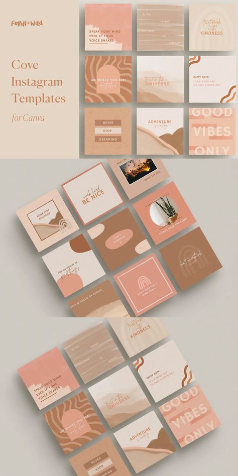 Modern Boho Instagram Templates Canva Boho Presentation, Boho Instagram Feed, Boho Magazine, Monthsary Gift, Boho Instagram, Instagram Quote, Social Templates, Pin Template, Instagram Graphics