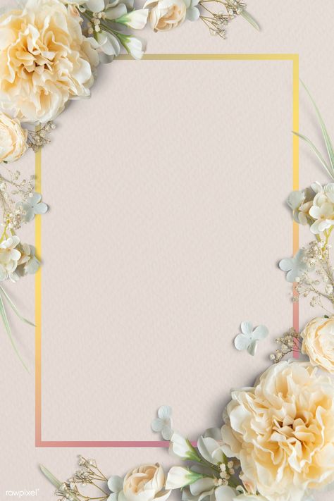 Blank blooming floral frame design | premium image by rawpixel.com / Donlaya Flowers Frame Design, Frame Flower Design, Wedding Frame Design, Floral Frame Design, Yellow Wedding Invitations, Purple Invitations, Background Wedding, Wedding Invitation Background, Floral Mirror