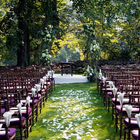 dark chairs for a garden ceremony Petal Aisle, Rose Petal Aisle, Outdoor Country Wedding, Colin Cowie Wedding, Wedding Petals, Outside Wedding, Wedding Aisle, Outdoor Wedding Ceremony, Ceremony Decorations