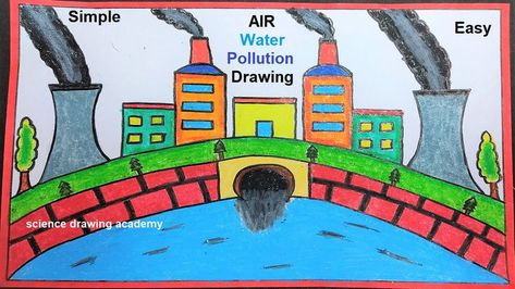 water and air pollution drawing science project - diy - easy and simple  @howtofunda   @craftpiller ​ Drawing Of Water Pollution, Water And Air Pollution Drawing, Water Pollution Drawing Easy, Air Pollution Drawing, Water Pollution Drawing, Pollution Drawing, Water Pollution, Bts Aesthetic Wallpaper For Phone, Science Project