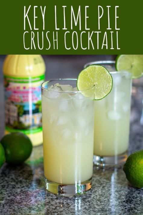 This Key Lime Pie Crush Cocktail is sweet, tart, and totally refreshing. It tastes just like a boozy piece of key lime pie, but in a glass! Grapefruit Crush Recipe, Lime Juice Recipes, Key Lime Recipes, Whipped Vodka, Lime Drinks, Key Lime Juice, Lime Recipes, Boozy Drinks, Mixed Drinks Recipes