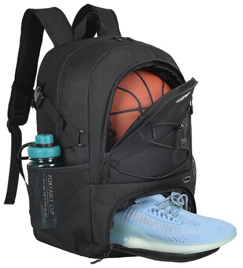 LARIPOP | Large Basketball Backpack Bag Sports with Separate Ball holder & Shoes Compartment Fit 14+ Shoe, Boys Girls Woven,Best for Basketball, Soccer, Volleyball, Swim, Gym, Travel Youth And Adult Basket Boy, Soccer Backpack, Volleyball Bag, Soccer Bag, Basketball Backpack, Swim Gym, Basketball Bag, Basketball Accessories, Ball Holder