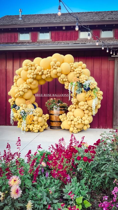 Western theme balloon Ring Country Themed Balloon Arch, Balloon Arch Western, Western Birthday Party Balloon Arch, Western Balloon Arch, Western Backdrop With Balloons, Blush Balloons, Balloons Galore, Bear Baby Shower Theme, Yellow Balloons