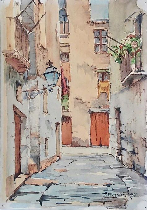 France Watercolor, Watercolor City, Watercolor Architecture, Watercolor Paintings For Beginners, Landscape Watercolor, 수채화 그림, Watercolor Landscape Paintings, Watercolor Artists, Arte Sketchbook