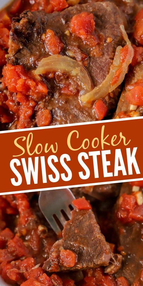 Crock Pot Swiss Steak Slow Cooker, Slow Cooker Swiss Steak And Onion, Crockpot Swiss Steak Recipes Crock Pot, Swiss Steaks In Crockpot, Cube Steak Crock Pot Recipes Tomatoes, Cube Steak Swiss Steak Crock Pot, Bottom Round Steak Crockpot Recipes, Crockpot Swiss Steak Slow Cooker, Slow Cooker Swiss Steak Recipe