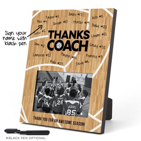 Volleyball Thanks Coach Picture Frame - Thanks Coach (Autograph) Wood Wood Photo Frame | Volleyball Coach Gift Idea Wrestling Banquet, Volleyball Snacks, Volleyball Picture, Club Volleyball, Volleyball Senior Night, Volleyball Coach Gifts, Senior Night Posters, Volleyball Design, Basketball Coach Gifts