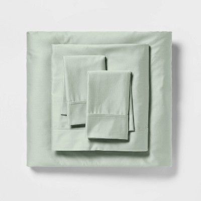 King 400 Thread Count Solid Performance Sheet Set Silver Green - Threshold™ : Target Threshold Bedding, Navy Bedroom, Target Must Haves, Yellow Sheets, Hygge Living, Chocolate Fountain, Green Sheets, Best Sheets, Pi Phi