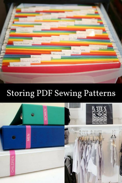 How to keep your sewing patterns organized - the best storage ideas for keeping our sewing supplies organized #sewing #organization #craftorganization #sewingtutorials Sewing Pattern Storage, Sewing Supplies Organization, Sewing Hems, Emprendimiento Ideas, Sewing Room Storage, Sewing Supplies Storage, Printable Sewing Patterns, Sewing Room Organization, Quilting Room