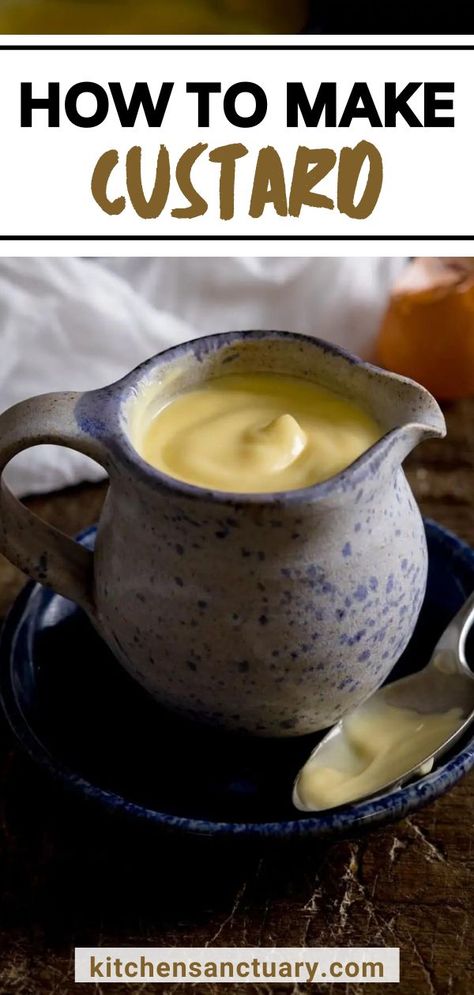 English Deserts, English Custard Recipe, Custard Powder Recipes, How To Make Custard, Sponge Recipe, Kitchen Sanctuary, Custard Sauce, Homemade Custard, English Recipes