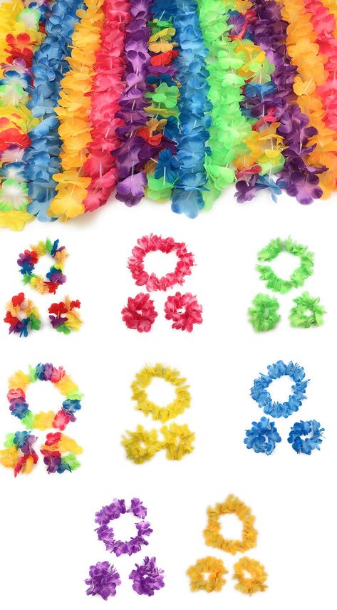 PRICES MAY VARY. Complete Set of Leis Headbands and Wrist set for your Hawaiian theme party 15 Sets Total for a complete party 15 Soft Handmade Hawaiian SilkyNecklaces 15 Luau Flowers Strecthable Head bands 30 Hawaiin Wrist bands 60 Piece Hawaiian Party Leis Includes a Necklace, Headbands and Wristbands,Great For Kids, Adults Party Supplies, Summer Beach Vacation, Theme Party Decorations, Birthday, Wedding, School dances, Hawaiian theme party and many many more | Total of 15 Sets Beach Theme Birthday, Moana Themed Party, Hawaii Theme, Dinosaur Party Supplies, Hawaiian Party Decorations, Luau Birthday Party, Hawaiian Birthday Party, Moana Birthday Party, Hawaiian Birthday