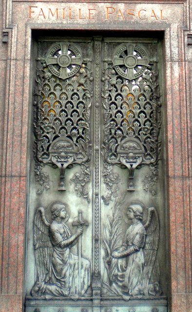 ANGELS GUARD THEE. Père Lachaise Cemetery, Paris, France via Grangeburn at Flickr Père Lachaise Cemetery, Ornate Door, Pere Lachaise Cemetery, When One Door Closes, Gorgeous Doors, Cemetery Art, Cool Doors, Door Gate, Old Doors