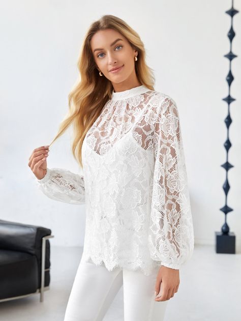 Back Lace Blouse, Lace Top Design, Lace Blouse Design, Lace Sleeve Blouse, Women Lace Blouse, Tops For Women Casual, Womens Trendy Tops, Blouse Designs Indian, White Lace Blouse