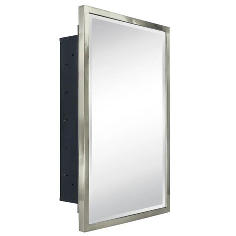 Recessed Framed Bathroom Medicine Cabinet With Mirror Framed Medicine Cabinet, Wall Cutout, Medicine Cabinet With Mirror, Recessed Medicine Cabinet, Chic Bathroom, Cabinet With Mirror, Tempered Glass Shelves, Chic Bathrooms, High Walls