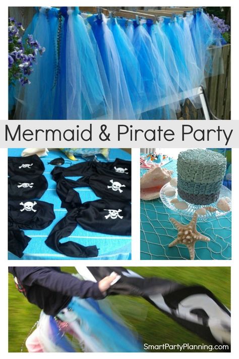 Mermaid And Pirate Party, Mermaids And Pirates, Mermaid And Pirate, Mermaid Pirate Party, Combined Birthday Parties, Pirates And Mermaids, Pirate Mermaid, Mermaid Pirate, Pirates Party