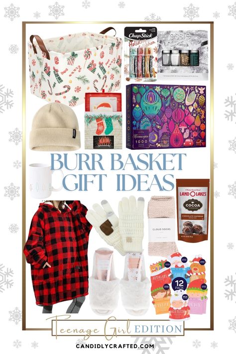 Discover the charm of burr baskets and create unforgettable memories with fun and cozy gift ideas for your favorite teen! Check out our curated list of burr basket gift ideas now! #burrbasket, #burrbasketgiftideas, #amazonfinds, #burrbasketgiftsforteenagegirl, #girlsburrbasket, #christmasgiftsforteens, #christmasgiftbasketforteens, #burrbasketstuffers, #christmasbasketstuffers Burr Box Ideas, Brrr Basket Ideas, Brr Baskets Gift Ideas, Burr Basket Ideas Under $30, Burr Basket Ideas, Baskets Living Room, Brrr Basket, Bur Basket, Storage Baskets Living Room