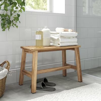 Bathroom Benches & Stools - IKEA Small Bench In Bathroom, Bathroom Bench Ideas, Bench In Bathroom, Bench For Bathroom, Bathroom Bench Seat, Bathroom Bench, Bathroom Stool, Ikea Food, Kids Flooring