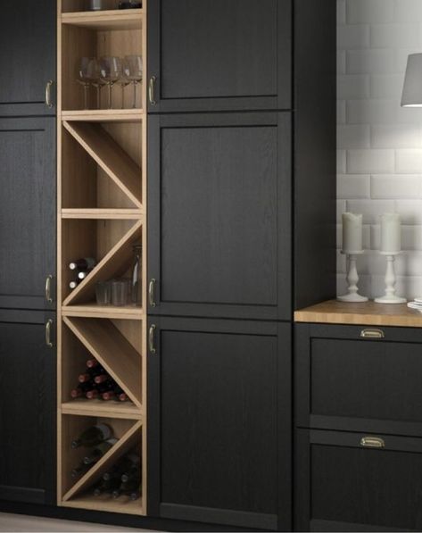 Pillar Cladding, Wood Insert, Wood Store, Bedroom Cupboard Designs, Wine Shelves, Home Bar Designs, House Design Kitchen, Kitchen Inspiration Design, Pantry Design