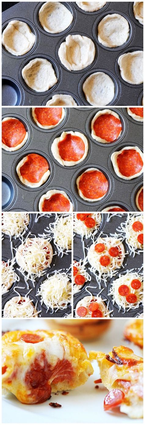 Deep Dish Pizza Bites, Pizza Cups, Taco Cups, Picnic Style, Pizza Bites, Deep Dish Pizza, S'mores, Think Food, Muffin Tins