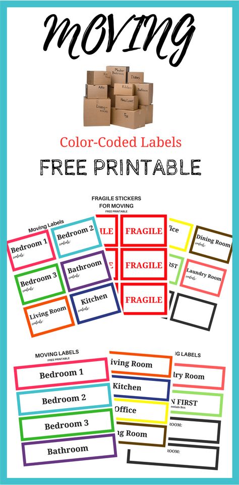 Printable Moving Labels, Moving Box Labels, Labels Free Printable, Moving Binder, Moving Printables, Moving Labels, Binder Printables Free, Moving Ideas, Moving House Tips