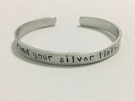 Silver Lining Quotes, Penny Bracelet, Stamp Jewelry, Whimsical Fonts, Finger Bracelets, Hand Chain Bracelet, Handcrafted Artisan Jewelry, Hand Chain, Coin Jewelry