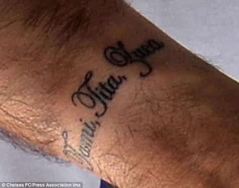 Jose Mourinho kids names tattoo Kids Names Tattoo, Names Tattoo, Name Tattoos On Wrist, Kid Name Tattoo, Tattoos On Wrist, Name Tattoo Ideas, Date Tattoos, Jose Mourinho, Name Tattoo Designs