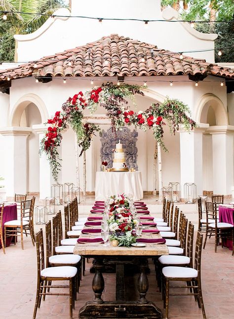 Just wait until you see the beautiful burgundy wedding ideas! The color is warm, rich, and not to mention, pretty popular,  Wedding | Wedding Décor | Wedding Ideas | Bridal | Bride | Groom | Bridesmaids | Bridal Party | Groomsmen | Wedding Rings | Cake | Floral Arrangements | Ceremony | Reception | Décor | Invitations | Venue | Wedding Hairstyle #wedding #weddingdecor #weddingideas Burgundy Mexican Wedding, Red Mexican Wedding, Burgundy Wedding Ideas, Wedding Motif, Renewing Vows, Bridal Party Groomsmen, Berry Tones, Wedding April, Cake Floral