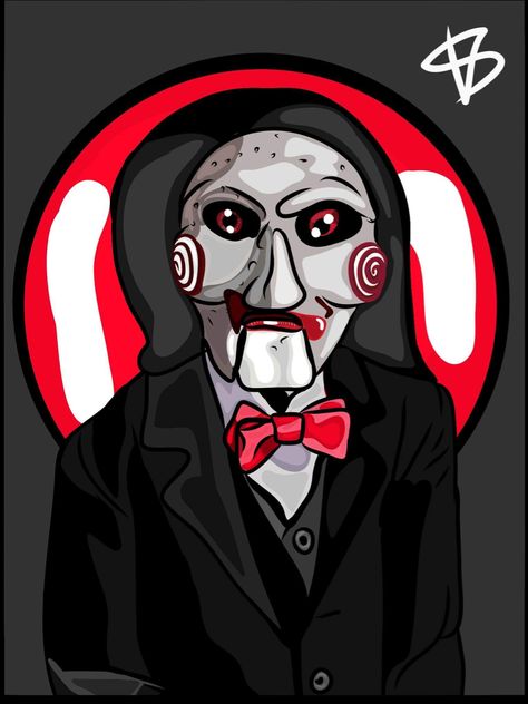 Saw Wallpaper Horror, Saw Logo Movie, Billy Saw Drawing, Jigsaw Billy The Puppet, Saw Memes Funny, Billy The Puppet, Horror Villains, Puppets, Film