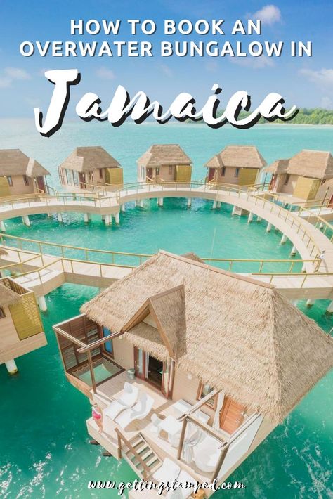 How to book an overwater bungalow in Jamaica. You no longer have to travel halfway around the world to stay in one of these bucket list over water villas. Adult only and all inclusive resorts, Sandals South Coast and Sandals Royal Caribbean are the perfect honeymoon destination in Jamaica. Luxury travel in the Caribbean. |Getting Stamped - Couple #Travel & #Photography #Blog | #Travel #TravelTips #TravelGuide #Wanderlust #BucketList #Jamaica #Sandals #Honeymoon #Caribbean Jamaica Honeymoon, Sandals South Coast, Water Bungalow, Water Villa, Best Honeymoon Destinations, Sandals Resorts, Overwater Bungalows, Travel Destinations Bucket Lists, Jamaica Travel