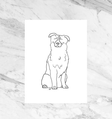 Border Collie Art, Miniature Australian Shepherd, Interior Simple, Pet Sympathy, Art Carte, Art Card, Wall Art Printable, Line Art Drawings, Australian Shepherd