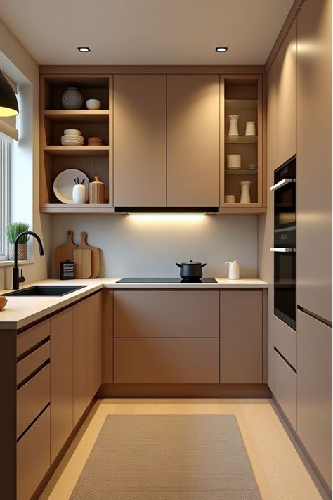 Modular Kitchen Colour Combination, Kitchen Cupboard Colours, Brown Kitchen Designs, Kitchen Colour Combination, Modular Kitchen Cabinets, Scandinavian Kitchen Design, Brown Kitchen Cabinets, Best Kitchen Cabinets, Kitchen Cupboard Designs